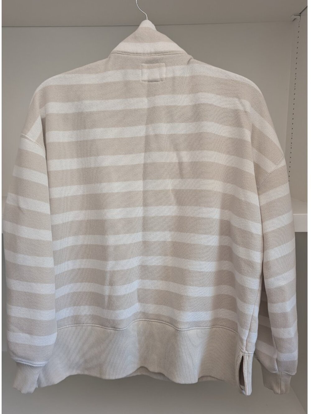 American Eagle Big Hug Henley Striped Sweatshirt Funnel Neck Collar - Picture 3 of 5